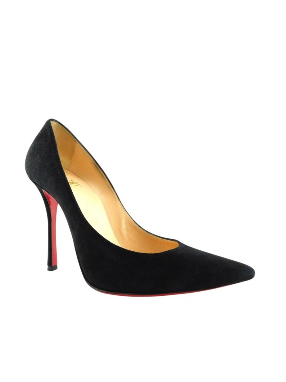 CHRISTIAN LOUBOUTIN Black Suede Leather Classic Heels Pumps 35